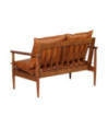 Canapea cu 2 locuri, piele naturală cu lemn de acacia, maro, cu aspect retro - WOODBB1565 Canapea cu 2 locuri, piele naturală cu lemn de acacia, maro, cu aspect retro - WOODBB1565