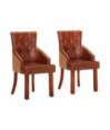 Scaune de bucătărie, 2 buc., maro, piele naturală de capră, cu aspect vintage - WOODBB1566