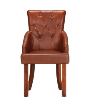 Scaune de bucătărie, 2 buc., maro, piele naturală de capră, cu aspect vintage - WOODBB1566