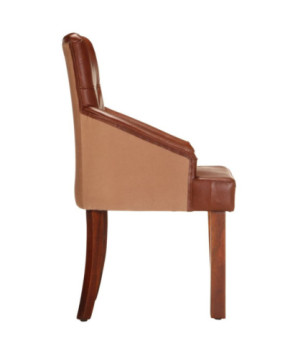 Scaune de bucătărie, 2 buc., maro, piele naturală de capră, cu aspect vintage - WOODBB1566