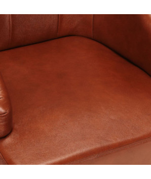 Scaune de bucătărie, 2 buc., maro, piele naturală de capră, cu aspect vintage - WOODBB1566