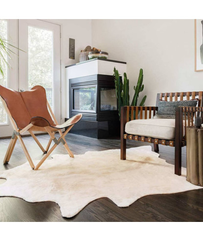 Covor, bej, 180x220 cm, piele naturală de vacă - WOODBB1579