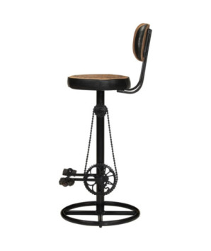 Scaune bar, 2 buc., maro&negru, piele naturală capră, imprimeu - WOODBB1583