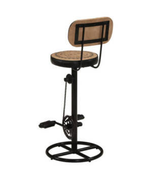 Scaune bar, 2 buc., maro&negru, piele naturală capră, imprimeu - WOODBB1583