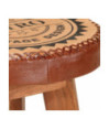 Scaune de bar, 2 buc., piele naturală și lemn masiv de acacia, cu aspect retro - WOODBB1586