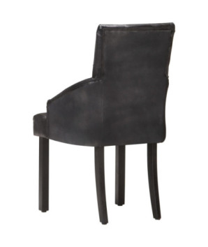 Scaune de bucătărie, 4 buc., negru, piele naturală de capră, cu aspect vintage - WOODBB1588