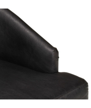 Scaune de bucătărie, 4 buc., negru, piele naturală de capră, cu aspect vintage - WOODBB1588