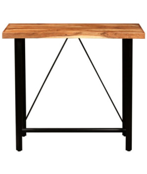 Set de bar, 5 piese, lemn masiv și piele naturală, cu aspect industrial - WOODBB1590