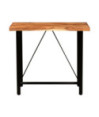 Set de bar, 5 piese, lemn masiv și piele naturală, cu aspect industrial - WOODBB1590