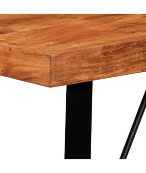 Set de bar, 5 piese, lemn masiv și piele naturală, cu aspect industrial - WOODBB1590