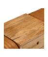 Bancă Bok maro, 107 cm, piele naturală capră / lemn masiv mango, cu aspect vintage - WOODBB1593