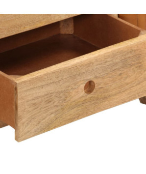 Bancă Bok maro, 107 cm, piele naturală capră / lemn masiv mango, cu aspect vintage - WOODBB1593