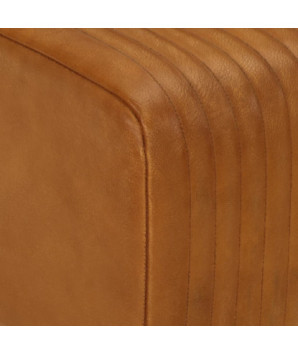 Bancă Bok maro, 107 cm, piele naturală capră / lemn masiv mango, cu aspect vintage - WOODBB1593