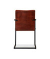 Scaune de bucătărie, 2 buc., maro, piele naturală, cu aspect retro - WOODBB1597 Scaune de bucătărie, 2 buc., maro, piele naturală, cu aspect retro - WOODBB1597