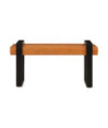 Bancă, negru și maro, 110 cm, piele naturală de capră - WOODBB1600