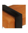 Bancă, negru și maro, 110 cm, piele naturală de capră - WOODBB1600