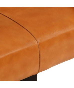 Bancă, negru și maro, 110 cm, piele naturală de capră - WOODBB1600