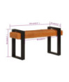 Bancă, negru și maro, 110 cm, piele naturală de capră - WOODBB1600