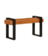Bancă, negru și maro, 110 cm, piele naturală de capră - WOODBB1600