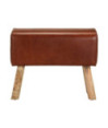 Bancă Bok gimnastică maro 58cm piele naturală/lemn masiv mango, cu aspect vintage - WOODBB1606