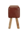Bancă Bok gimnastică maro 58cm piele naturală/lemn masiv mango, cu aspect vintage - WOODBB1606