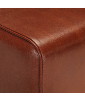 Bancă Bok gimnastică maro 58cm piele naturală/lemn masiv mango, cu aspect vintage - WOODBB1606