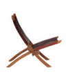 Scaun relaxant pliant, maro închis, piele naturală - WOODBB1619