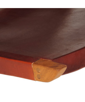 Scaun relaxant pliant, maro închis, piele naturală - WOODBB1619