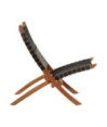 Scaun relaxant pliant, negru, piele naturală - WOODBB1620 Scaun relaxant pliant, negru, piele naturală - WOODBB1620