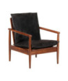 Fotoliu, negru, piele naturală & lemn masiv acacia, cu aspect retro - WOODBB1632 Fotoliu, negru, piele naturală & lemn masiv acacia, cu aspect retro - WOODBB1632