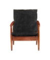 Fotoliu, negru, piele naturală & lemn masiv acacia, cu aspect retro - WOODBB1632 Fotoliu, negru, piele naturală & lemn masiv acacia, cu aspect retro - WOODBB1632