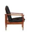 Fotoliu, negru, piele naturală & lemn masiv acacia, cu aspect retro - WOODBB1632 Fotoliu, negru, piele naturală & lemn masiv acacia, cu aspect retro - WOODBB1632