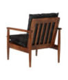 Fotoliu, negru, piele naturală & lemn masiv acacia, cu aspect retro - WOODBB1632 Fotoliu, negru, piele naturală & lemn masiv acacia, cu aspect retro - WOODBB1632