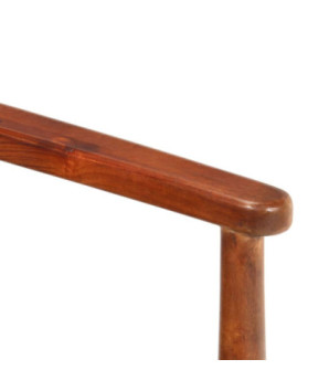Fotoliu, negru, piele naturală & lemn masiv acacia, cu aspect retro - WOODBB1632