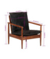 Fotoliu, negru, piele naturală & lemn masiv acacia, cu aspect retro - WOODBB1632 Fotoliu, negru, piele naturală & lemn masiv acacia, cu aspect retro - WOODBB1632