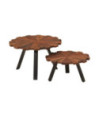 Măsuță cafea set 2 piese, din lemn masiv reciclat, rotundă, 54 x 34 cm și 44 x 24 cm