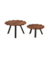 Măsuță cafea set 2 piese, din lemn masiv reciclat, rotundă, 54 x 34 cm și 44 x 24 cm