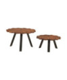 Măsuță cafea set 2 piese, din lemn masiv reciclat, rotundă, 54 x 34 cm și 44 x 24 cm