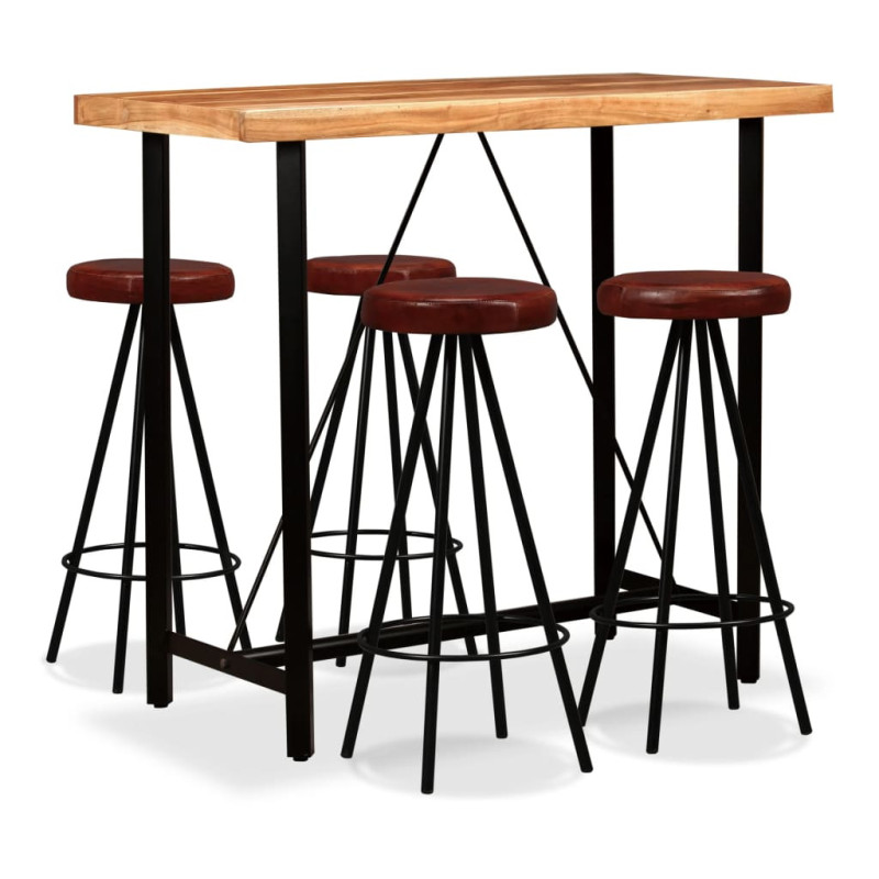 Masă bar cu 4 scaune fără spătar, aspect industrial, din lemn masiv reciclat, dreptunghiulară, 120 x 60 x 107 cm, handmade Masă bar cu 4 scaune fără spătar, aspect industrial, din lemn masiv reciclat, dreptunghiulară, 120 x 60 x 107 cm, handmade