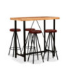 Masă bar cu 4 scaune fără spătar, aspect industrial, din lemn masiv reciclat, dreptunghiulară, 120 x 60 x 107 cm, handmade Masă bar cu 4 scaune fără spătar, aspect industrial, din lemn masiv reciclat, dreptunghiulară, 120 x 60 x 107 cm, handmade