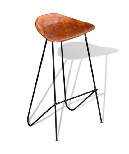Scaune de bar, 6 buc., maro, piele naturală, cu aspect industrial - WOODBB1657