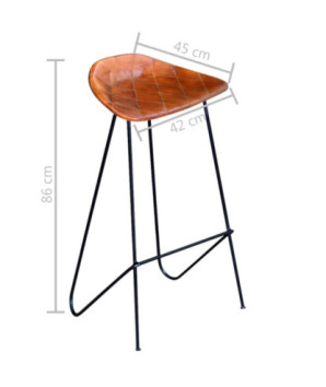 Scaune de bar, 6 buc., maro, piele naturală, cu aspect industrial - WOODBB1657