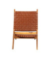 Scaun relaxant pliant, maro, piele naturală - WOODBB1659
