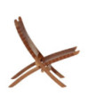 Scaun relaxant pliant, maro, piele naturală - WOODBB1659