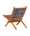 Scaun relaxant pliant, maro, piele naturală - WOODBB1659
