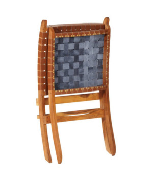 Scaun relaxant pliant, maro, piele naturală - WOODBB1659