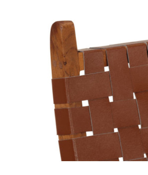 Scaun relaxant pliant, maro, piele naturală - WOODBB1659
