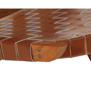 Scaun relaxant pliant, maro, piele naturală - WOODBB1659