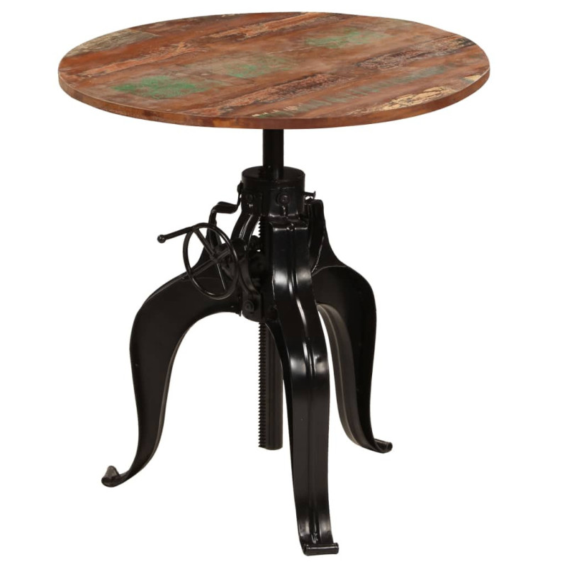 Masă rotundă reglabilă, din lemn masiv reciclat, 75 x (76-110) cm Masă rotundă reglabilă, din lemn masiv reciclat, 75 x (76-110) cm