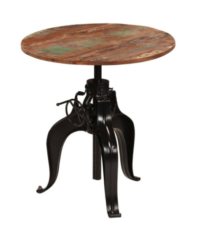 Masă rotundă reglabilă, din lemn masiv reciclat, 75 x (76-110) cm